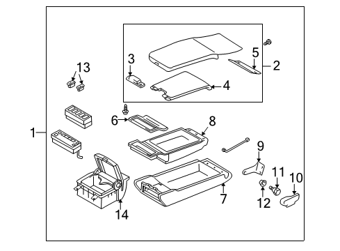 2004 Infiniti Q45 Rear Seat Components Rear Seat Armrest Assembly Diagram for 88700-AT918