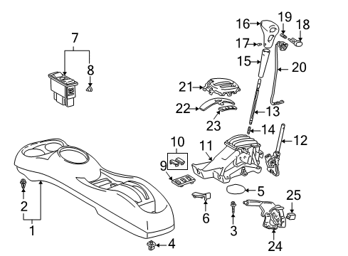 2005 Toyota Echo Center Console Console Body Diagram for 58911-52010-B3