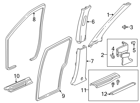 2003 Honda Odyssey Interior Trim - Pillars, Rocker & Floor Garnish Assy., R. FR. Pillar *YR169L* (MILD BEIGE) Diagram for 84101-S0X-A01ZC