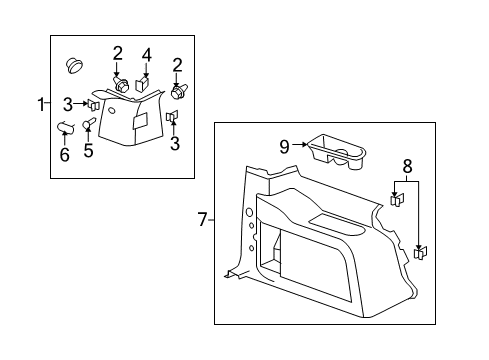 2008 GMC Yukon Interior Trim - Quarter Panels Upper Quarter Trim Diagram for 15901359