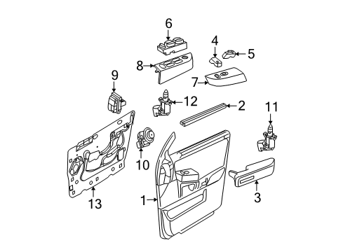 2003 Ford Explorer Switches Armrest Pad Diagram for 1L2Z-7824100-AAC