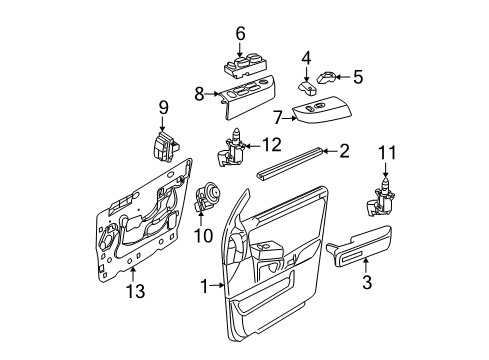 2003 Ford Explorer Switches Armrest Pad Diagram for 1L2Z-7824100-AAB