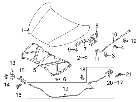 2019 Nissan Kicks Hood & Components Bell Crank-Hood Lock Diagram for 65603-5RL0A