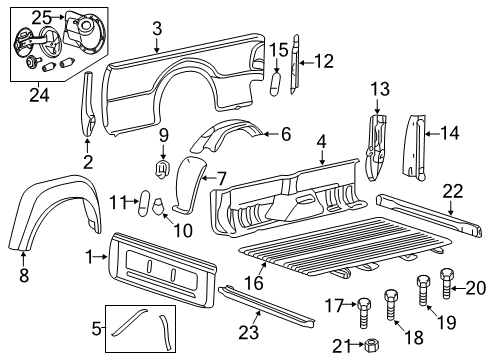 2007 Ford F-250 Super Duty Front & Side Panels Support Brace Diagram for 1C3Z-9927726-AA