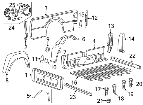 2007 Ford F-250 Super Duty Front & Side Panels Splash Shield Diagram for BC3Z-9928370-D