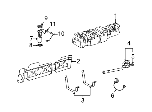 2011 Chevrolet Express 3500 Fuel Supply Fuel Tank Fuel Pump Module Kit (W/O Fuel Level Sensor) Diagram for 19352773