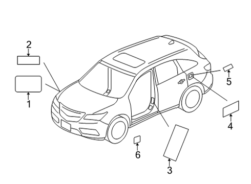 2022 Acura MDX Information Labels Label Air Conditioner Diagram for 80050-TYA-A00