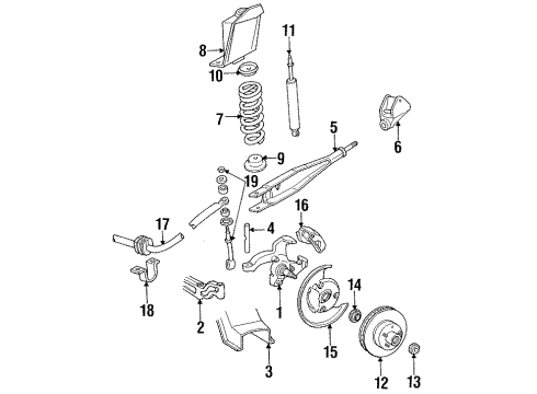 1985 Ford E-150 Econoline Club Wagon Front Brake Components Stabilizer Bar Link Assembly Diagram for EOTZ-5K483-E