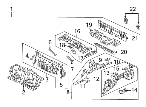 1997 Acura NSX Rear Body Stiffener, Rear Frame End Diagram for 65614-SL0-300ZZ