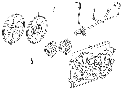 2013 Cadillac XTS Cooling System, Radiator, Water Pump, Cooling Fan Harness Diagram for 23109120