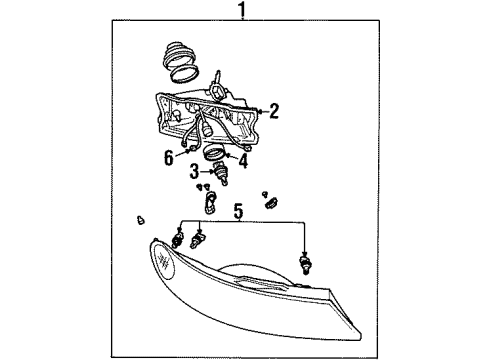 2000 Lincoln Town Car Headlamps Composite Headlamp Diagram for 1W1Z-13008-BA