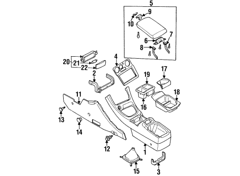 1995 Dodge Avenger Center Console Holder, Console Box Cup Diagram for MR708107