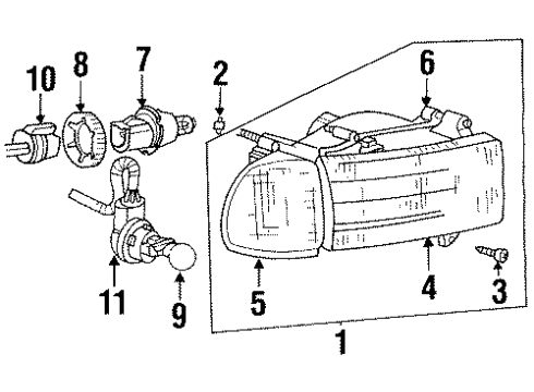 1999 Dodge Ram 1500 Headlamps Passengers Combination Headlight Replacement Diagram for 55077024AC