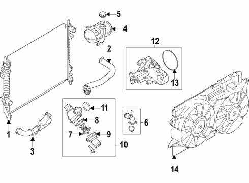 2020 Ford Mustang Cooling System, Radiator, Water Pump, Cooling Fan Lower Hose Diagram for FR3Z-8286-F