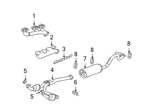 2008 Chevrolet Express 1500 Exhaust Components, Exhaust Manifold Exhaust Manifold Diagram for 12592082