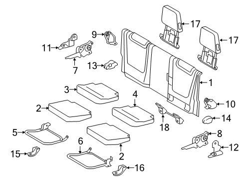 2020 Toyota Tacoma Rear Seat Components Handle Diagram for 72638-04020-C0