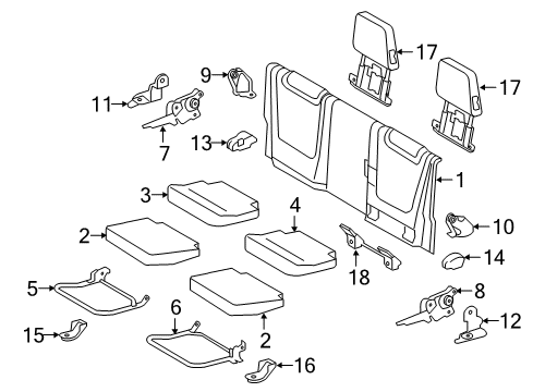 2020 Toyota Tacoma Rear Seat Components Lock Handle Diagram for 72637-04010-C3