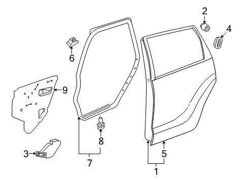 2011 Toyota Matrix Rear Door Door Weatherstrip Diagram for 67871-02170