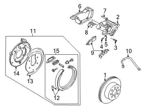 2002 Oldsmobile Bravada Brake Components Park Brake Shoes Diagram for 88935747