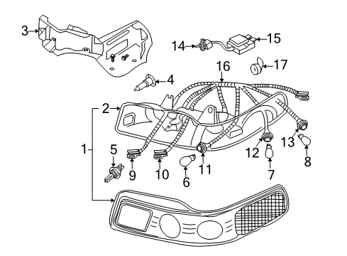 2003 Cadillac Seville Headlamps Socket Diagram for 12166325