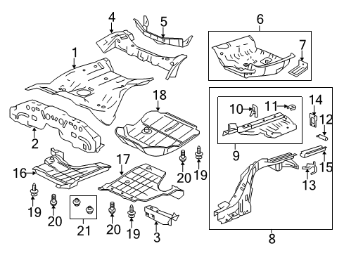 2014 Honda Accord Rear Body - Floor & Rails Gusset, R. Middle Crossmember Diagram for 65715-TE0-A00ZZ