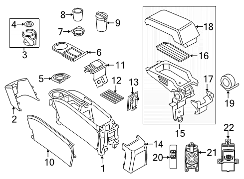 2015 BMW i3 Center Console Rubber Insert, Drink Holder Diagram for 51169283142