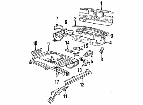 1987 BMW 325i Rear Body Trunk Floor Diagram for 41121939421