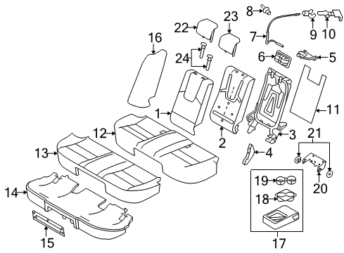 2010 Mercury Milan Rear Seat Components Seat Cushion Pad Diagram for AN7Z-54600A88-C