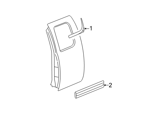 2009 GMC Sierra 2500 HD Exterior Trim - Rear Door Body Side Molding Diagram for 20817040