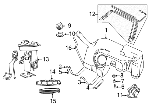 1996 BMW Z3 Senders Tank Filler Pot Diagram for 51718398538