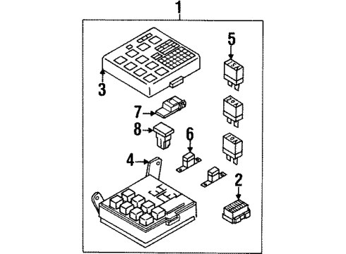 2000 Isuzu VehiCROSS Door & Components Cover, Relay & Fuse Box Diagram for 8-97104-115-1