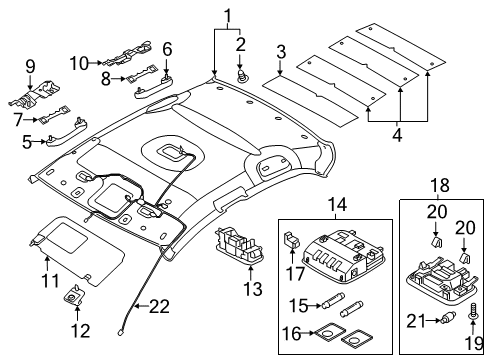 2017 Hyundai Ioniq Interior Trim - Roof Overhead Console Lamp Assembly Diagram for 92800-F2010-YGE