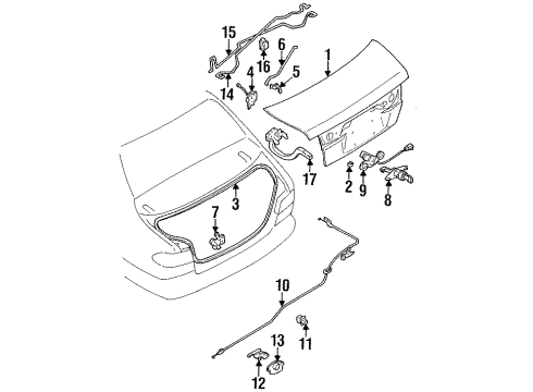 1997 Nissan 200SX Trunk Trunk Lock Assembly Diagram for 84630-50Y11