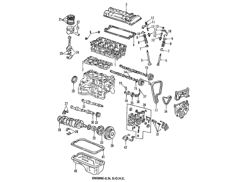 1994 Honda Prelude Engine Parts, Mounts, Cylinder Head & Valves, Camshaft & Timing, Variable Valve Timing, Oil Cooler, Oil Pan, Oil Pump, Balance Shafts, Crankshaft & Bearings, Pistons, Rings & Bearings Gasket, Cylinder Head Diagram for 12251-P14-A02