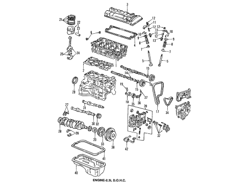 1994 Honda Prelude Engine Parts, Mounts, Cylinder Head & Valves, Camshaft & Timing, Variable Valve Timing, Oil Cooler, Oil Pan, Oil Pump, Balance Shafts, Crankshaft & Bearings, Pistons, Rings & Bearings Camshaft, Intake Diagram for 14111-P39-000