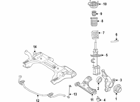 2018 Ram ProMaster City Front Suspension Components, Lower Control Arm, Stabilizer Bar Suspension Spring Diagram for 68411479AA