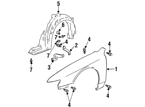 1999 Acura CL Fender & Components Fender, Left Front (Inner) Diagram for 74151-SY8-A00