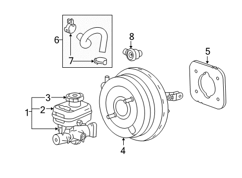 2005 GMC Canyon Dash Panel Components Power Brake Booster Assembly Diagram for 89040285