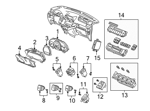 2008 Honda Odyssey Cluster & Switches, Instrument Panel Meter Assembly, Speed & Tacho & Fuel & Temperature Diagram for 78120-SHJ-A25