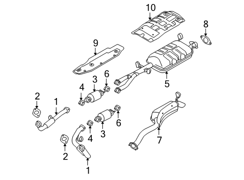 2009 Kia Borrego Exhaust Components Tail Pipe W/Muffler Diagram for 287002J200
