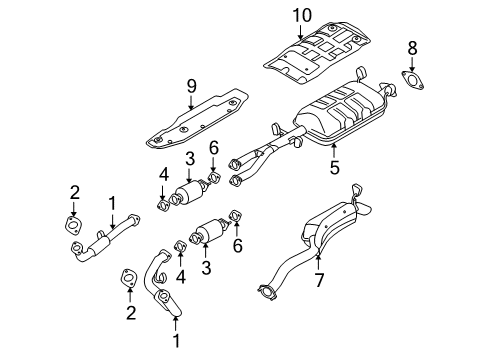 2009 Kia Borrego Exhaust Components Protector-Heat Center Diagram for 287922J000