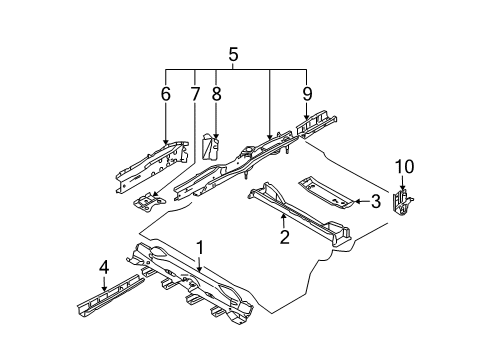 2005 Nissan Murano Floor Side Members Extension-Side Member, Rear LH Diagram for 75521-CA000