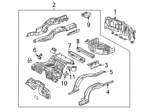 2004 Ford Thunderbird Rear Body & Floor Rear Floor Pan Diagram for 1W6Z-7611215-AA