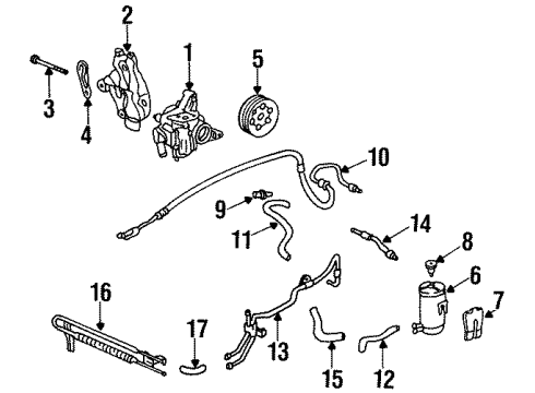 1994 Honda Accord P/S Pump & Hoses, Steering Gear & Linkage Pipe, Power Steering Combination Diagram for 53779-SV1-A01