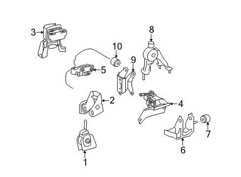 2011 Toyota Matrix Engine & Trans Mounting Side Mount Bracket Diagram for 12325-0H030