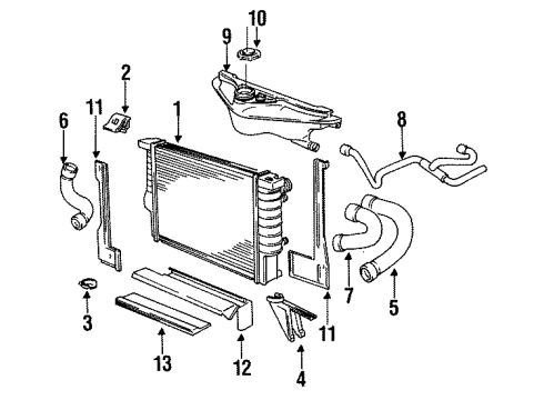 1989 BMW 535i Radiator & Components Transmission Oil Cooler Radiator Diagram for 17111712448