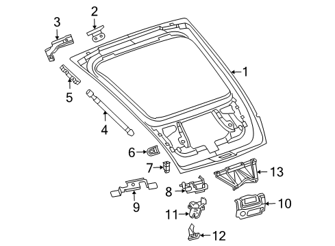 2008 Chrysler Crossfire Trunk Latch-Trunk Lid Diagram for 5143655AA