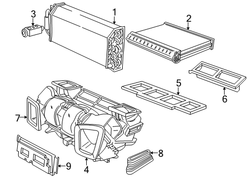1996 BMW 750iL Heater Core & Control Valve Water Valve With Additional Water Pump Diagram for 64118368462