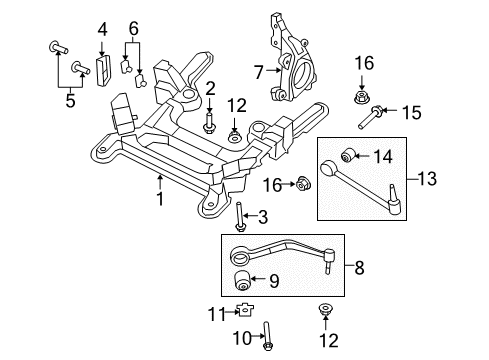2009 Pontiac G8 Front Suspension Components, Lower Control Arm, Stabilizer Bar Front Lower Control Arm Diagram for 92253411