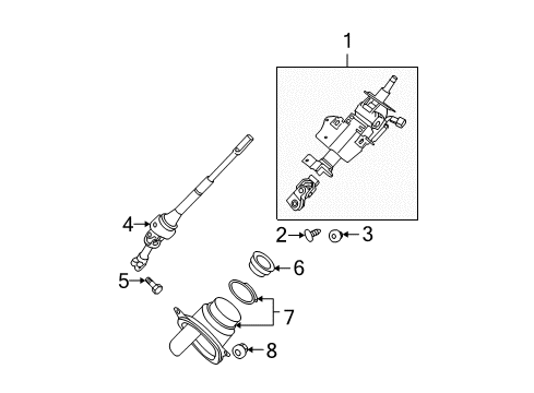 2008 Nissan Quest Steering Column & Wheel, Steering Gear & Linkage Column Assy-Steering, Upper Diagram for 48810-ZM70A